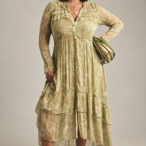 Anthropologie Sage Floral Long Sleeve Dress